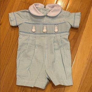 Southern Smocked company Romper with Bunny Appliqué 3 months Easter Jon Jon